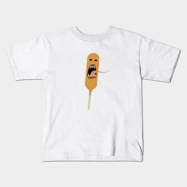 corn dog monster Kids T-Shirt by machinegunpunker